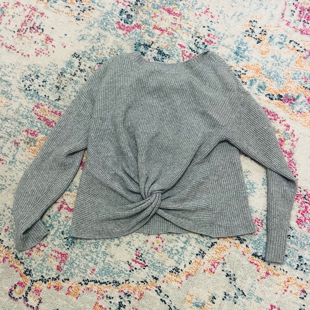 Aerie Grey knitted knotted grey sweater